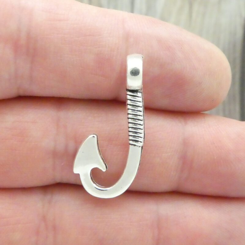 silver fish hook charm