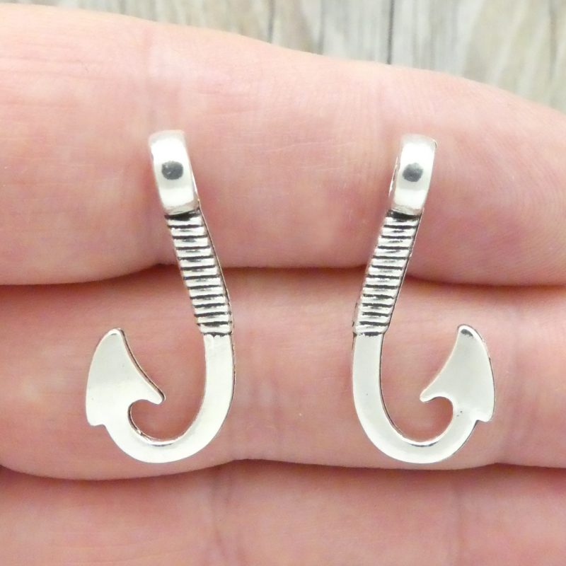 silver fish hook charms wholesale