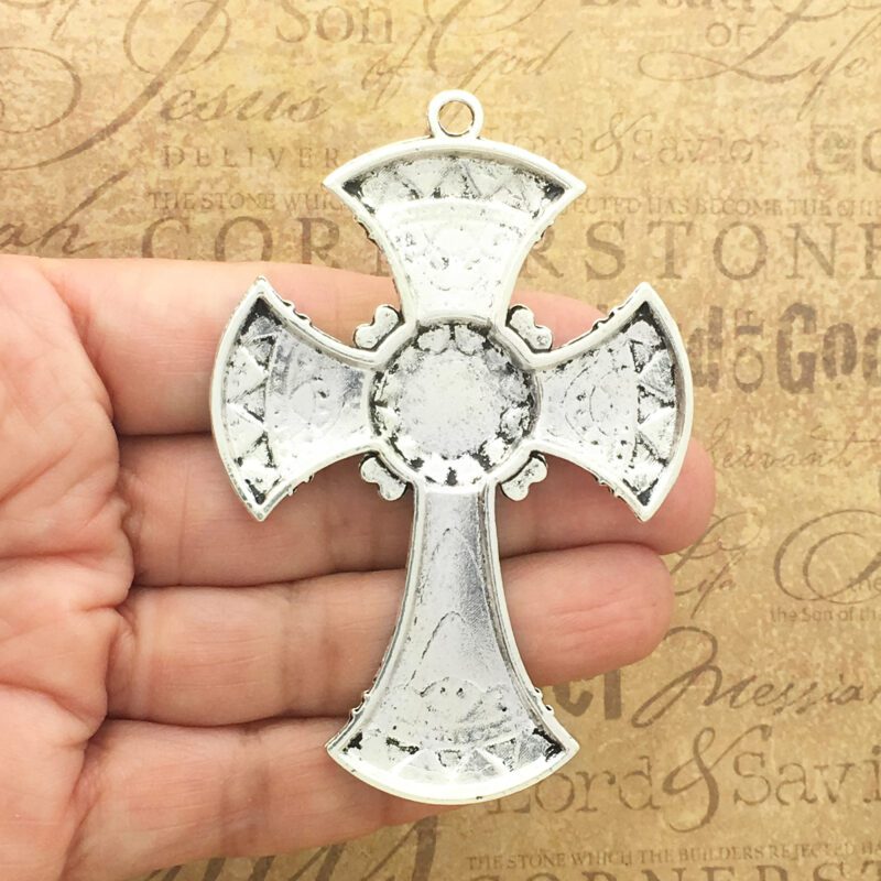 BULK 3 Turquoise Cross Charm Pendant Silver by TIJC SP1625B - Image 2