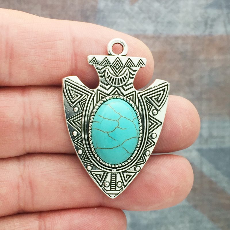 1 Turquoise Arrowhead Pendant Silver by TIJC SP1627