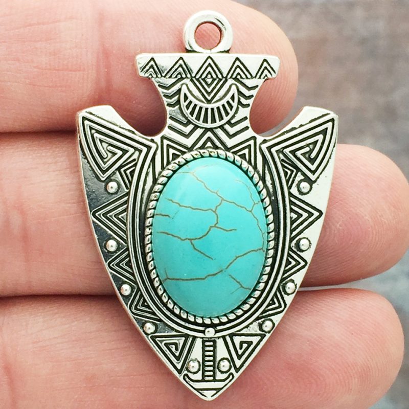 1 Turquoise Arrowhead Pendant Silver by TIJC SP1627 - Image 2