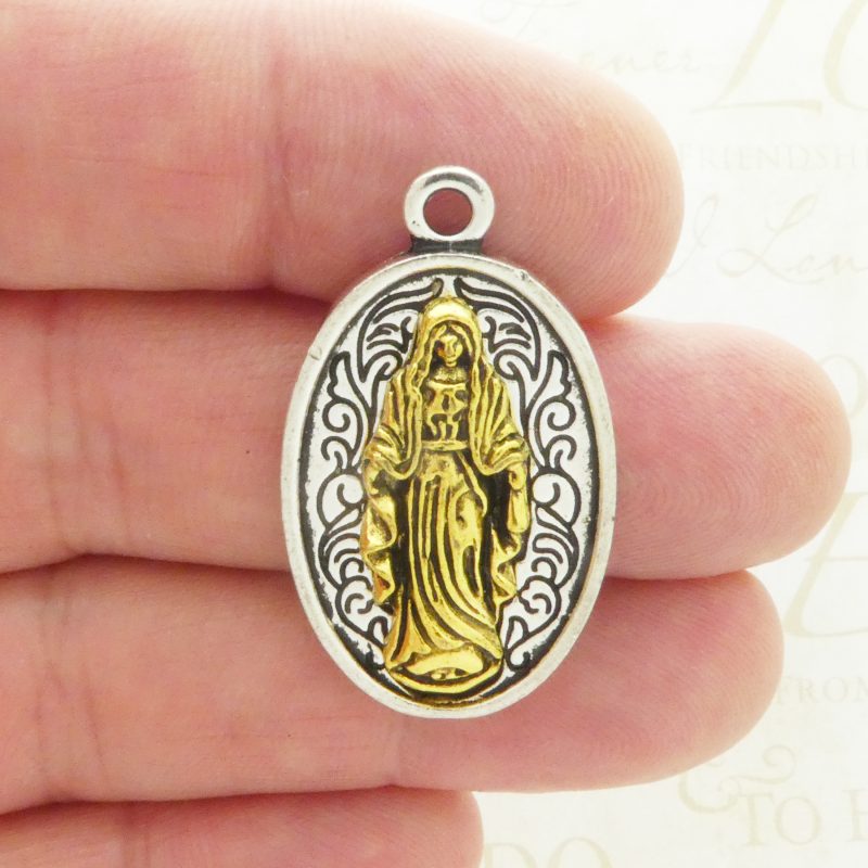 1 Blessed Virgin Mary Medals Wholesale 37x22mm by TIJC SP1635