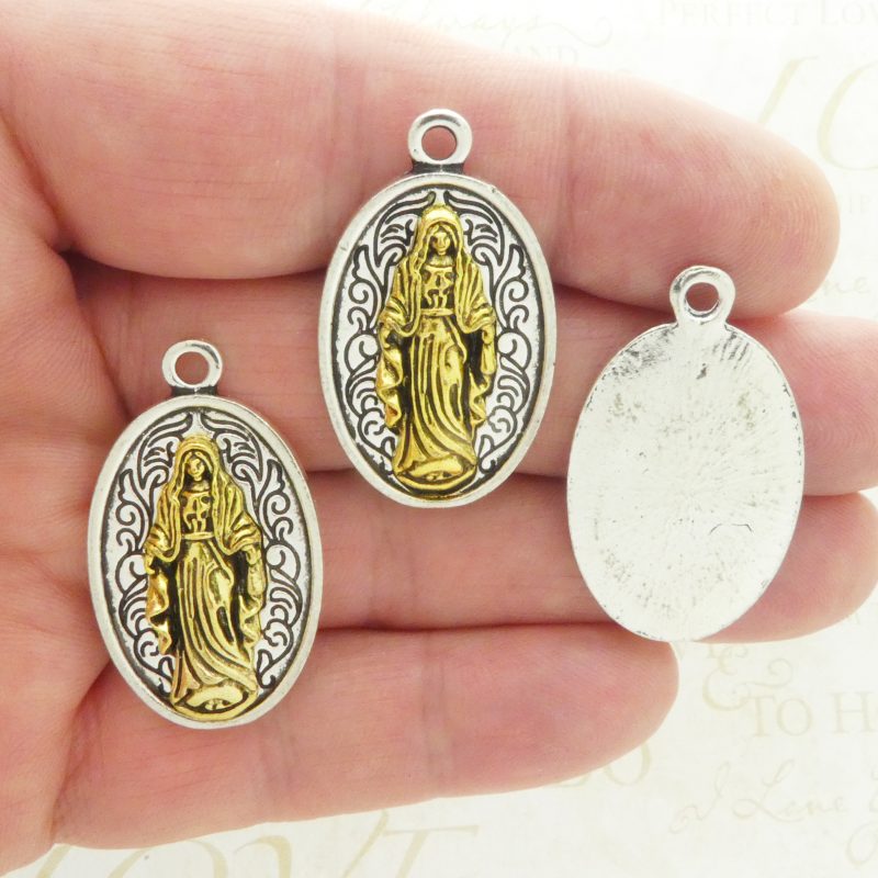1 Blessed Virgin Mary Medals Wholesale 37x22mm by TIJC SP1635 - Image 3