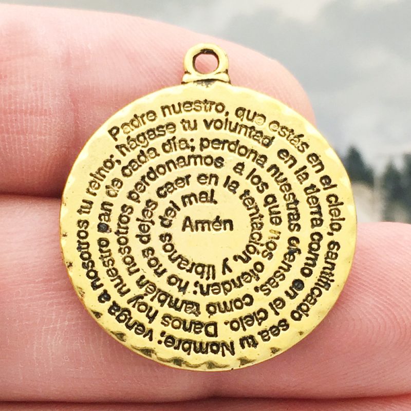 2 Spanish The Lords Prayer Charm Pendant Gold by TIJC SP1645 - Image 3