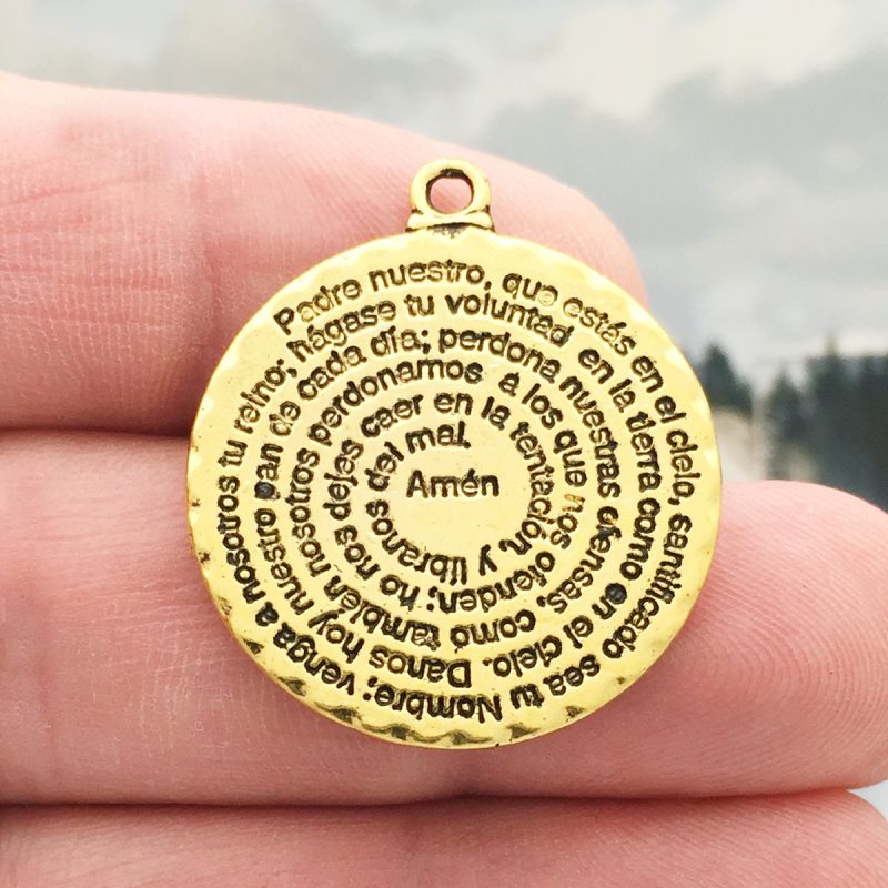 2 Spanish The Lords Prayer Charm Pendant Gold by TIJC SP1645