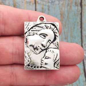 BULK 6 Mary and Jesus Charm Silver by TIJC SP1665B