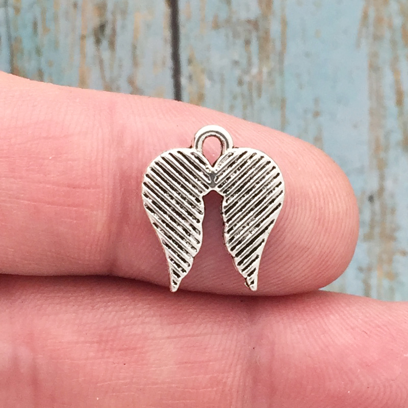 BULK 40 Silver Angel Wings Pendant Spread by TIJC SP1667B - Image 2