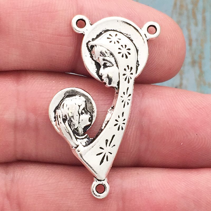 BULK 12 Mary and Jesus Silver Rosary Parts by TIJC SP1669B - Image 2