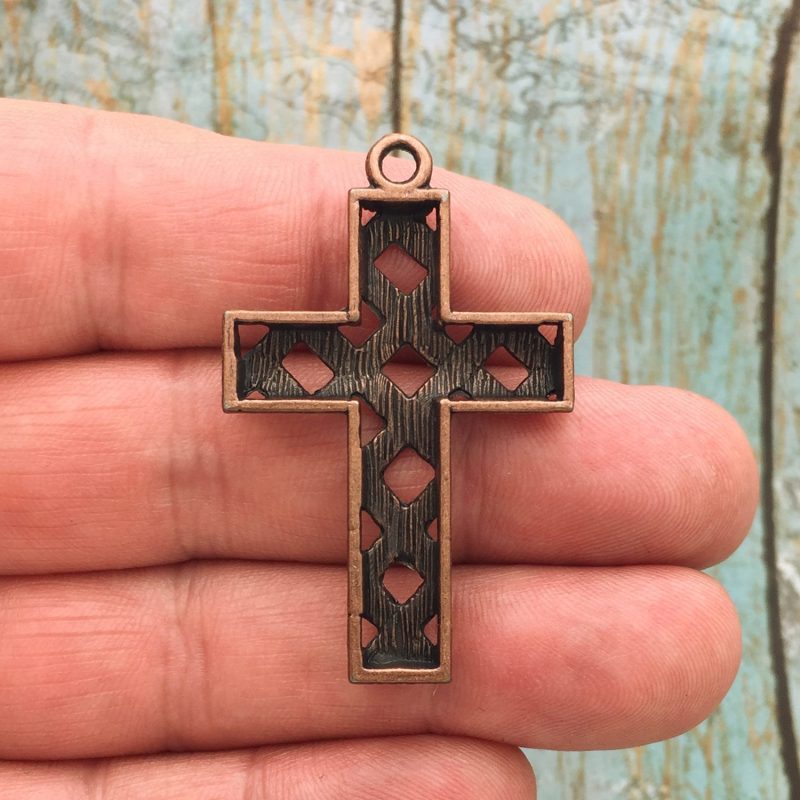 BULK 9 Copper Cross Charm Pendant by TIJC SP1681B - Image 2