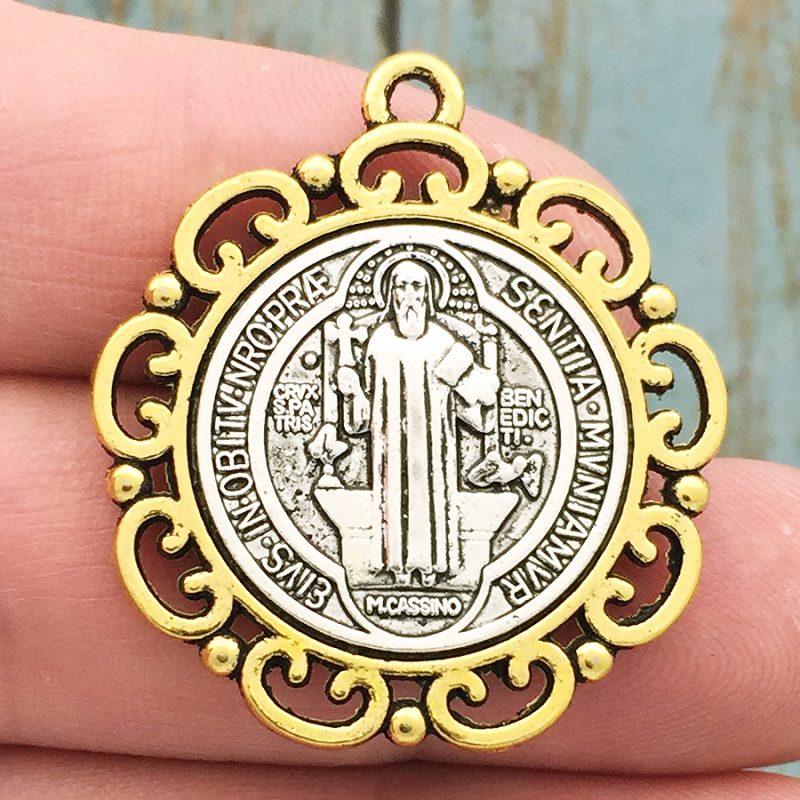BULK 3 St Benedict Medal Silver Gold by TIJC SP1693B - Image 3
