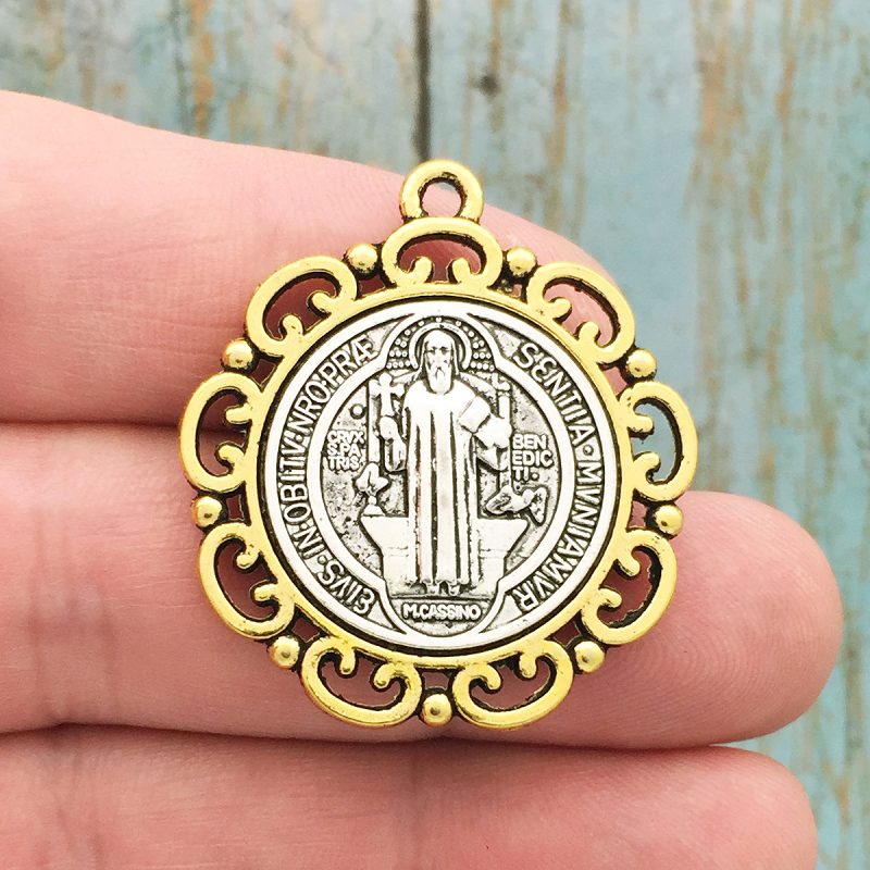 BULK 3 St Benedict Medal Silver Gold by TIJC SP1693B - Image 2