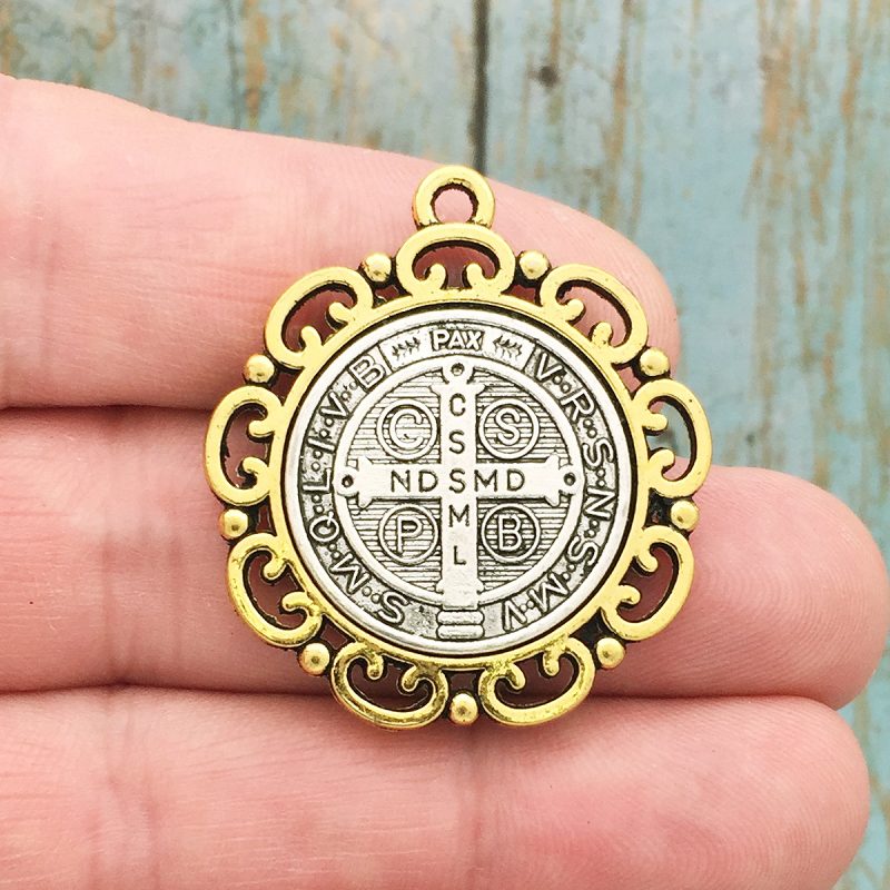 BULK 3 St Benedict Medal Silver Gold by TIJC SP1693B - Image 4