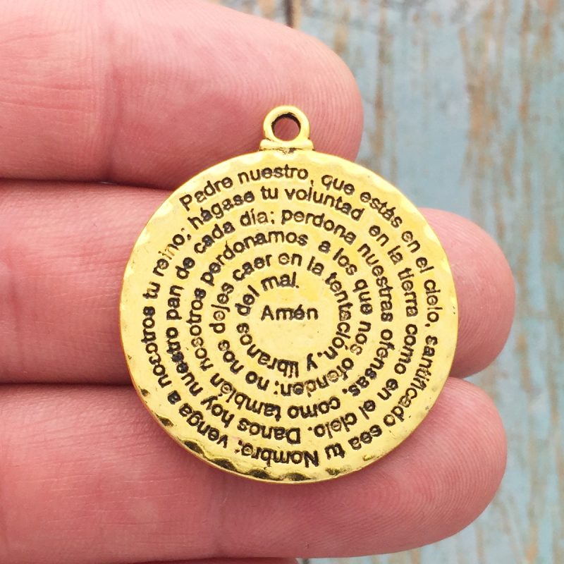 BULK 8 Spanish Prayer Charm Pendant Gold by TIJC SP1700B