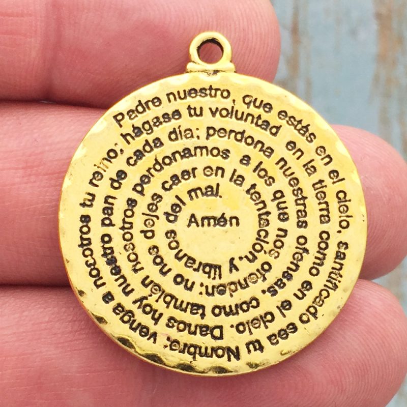 BULK 8 Spanish Prayer Charm Pendant Gold by TIJC SP1700B - Image 2