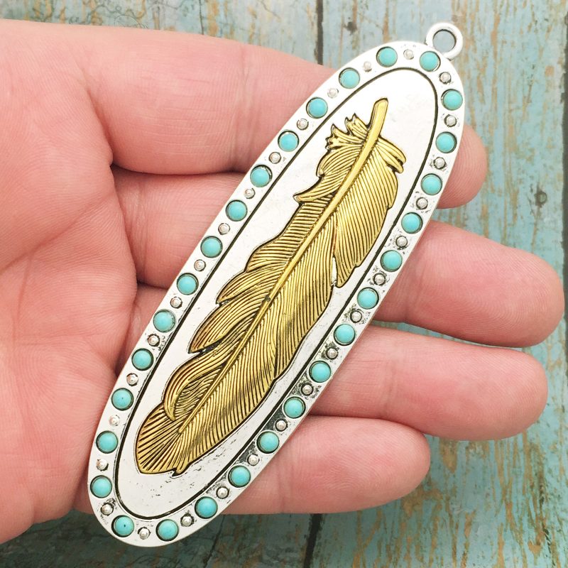 1 Gold Feather Charm Pendant by TIJC SP1702 - Image 2