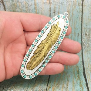 1 Gold Feather Charm Pendant by TIJC SP1702