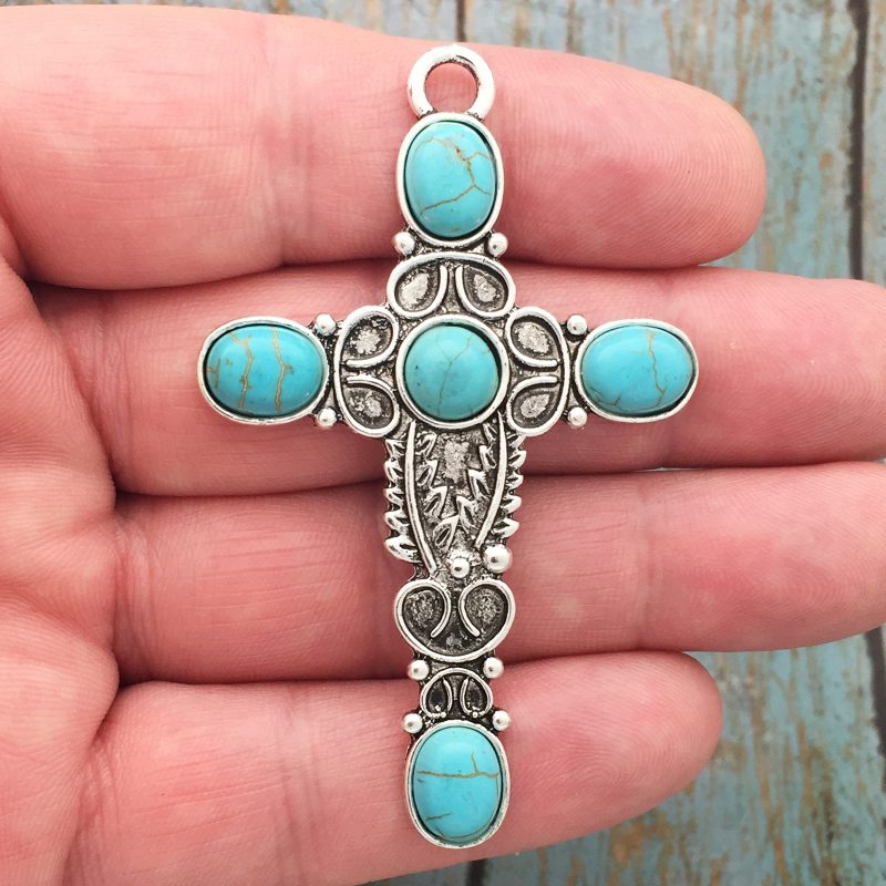 Silver Turquoise Cross Pendant