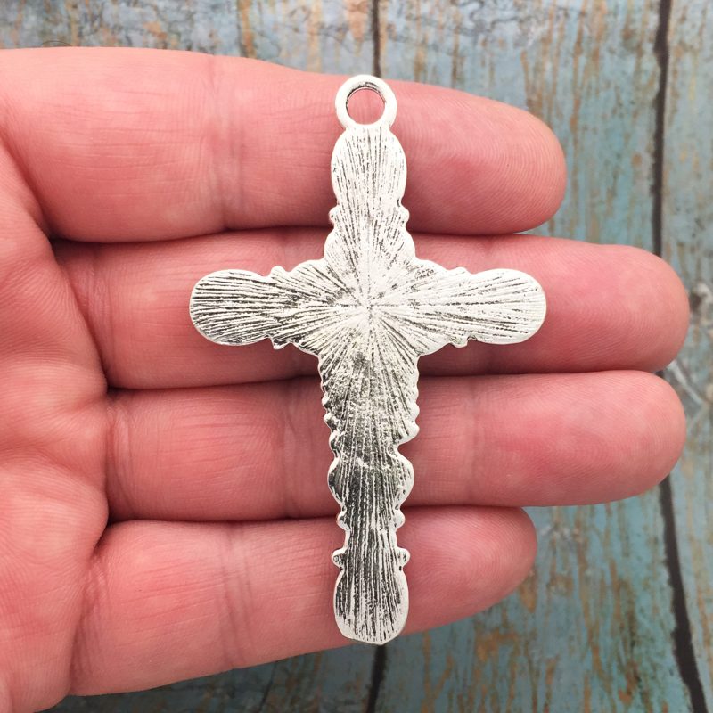 1 Turquoise Cross Charm Pendant Silver by TIJC SP1703 - Image 2