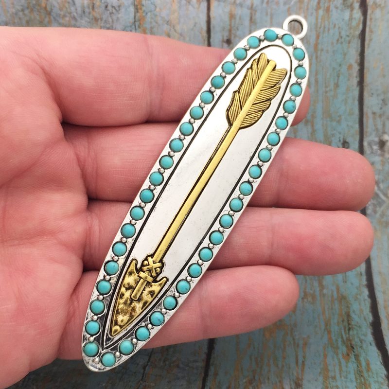 1 Gold Arrow Charm Pendant Extra Large by TIJC SP1706 - Image 2