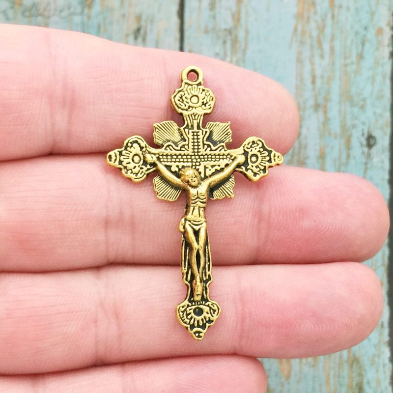 gold crucifix pendants wholesale