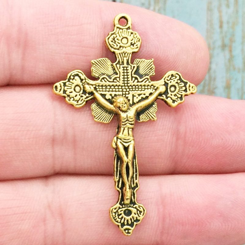 gold crucifix pendants bulk
