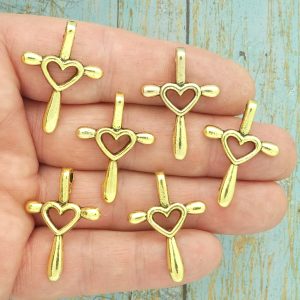 Heart Cross Charms Bulk