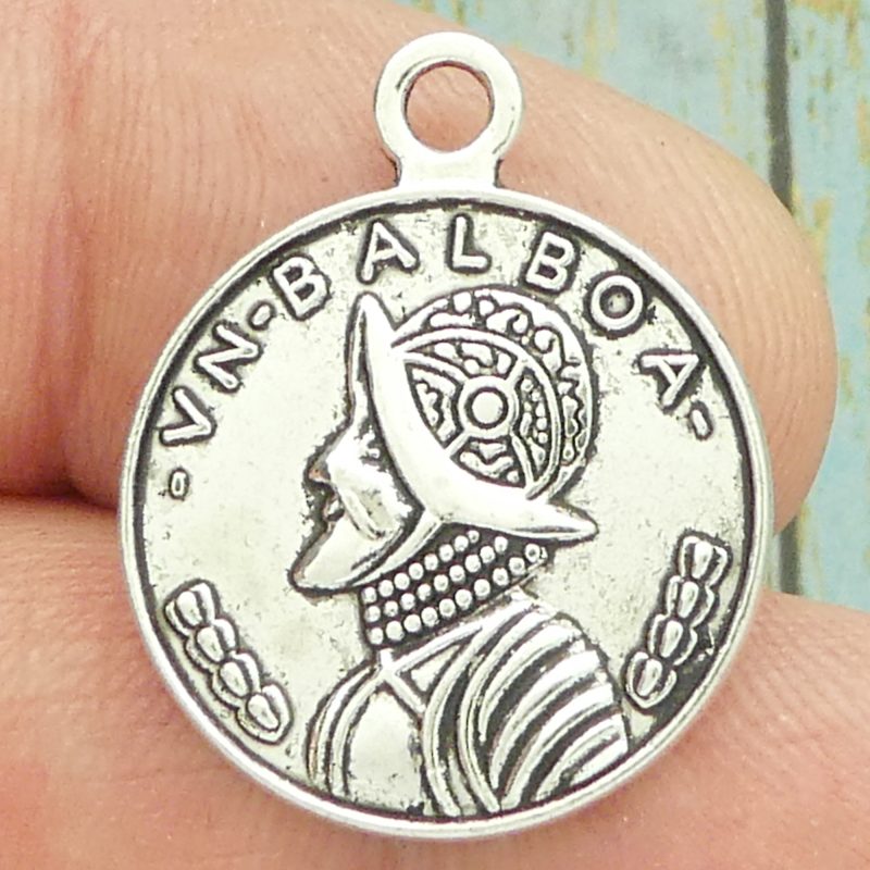 silver spanish coin charm