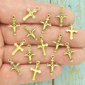 Gold Crucifix Charms Bulk