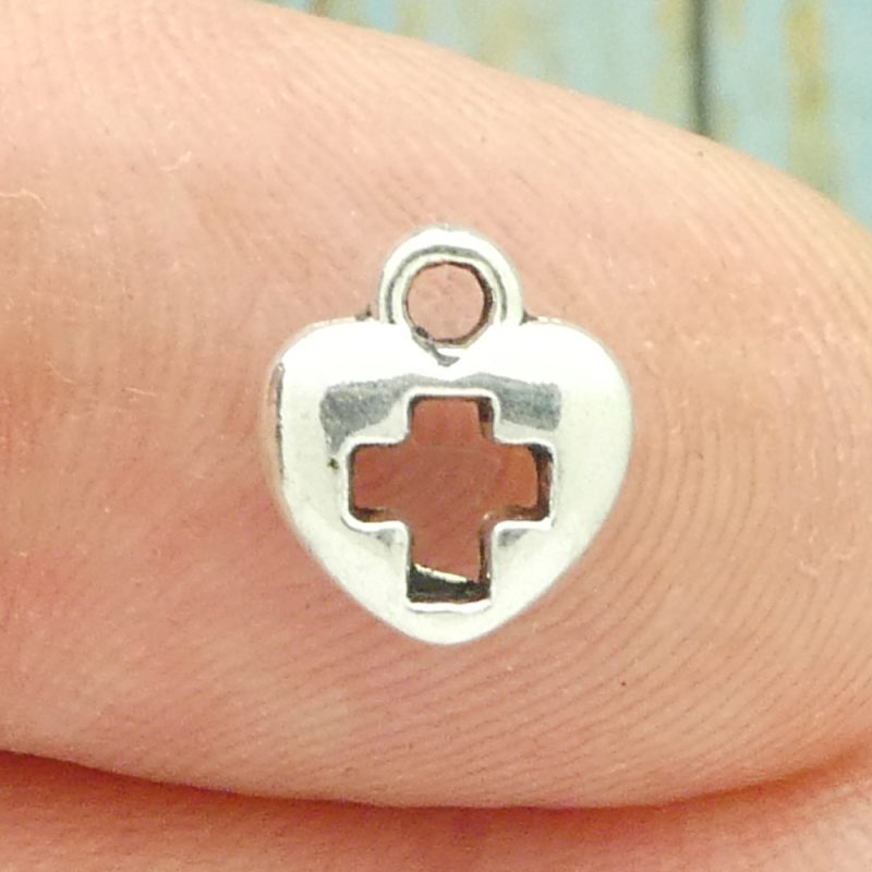Heart Cross Charms for Jewelry Making