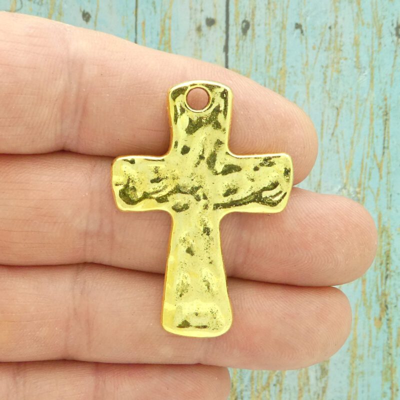 Gold Hammered Cross Pendants