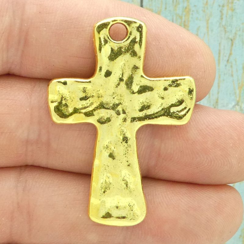 Gold Hammered Cross Pendant