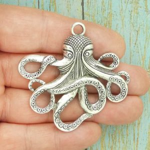 3 Octopus Pendant Silver by TIJC SP1755B
