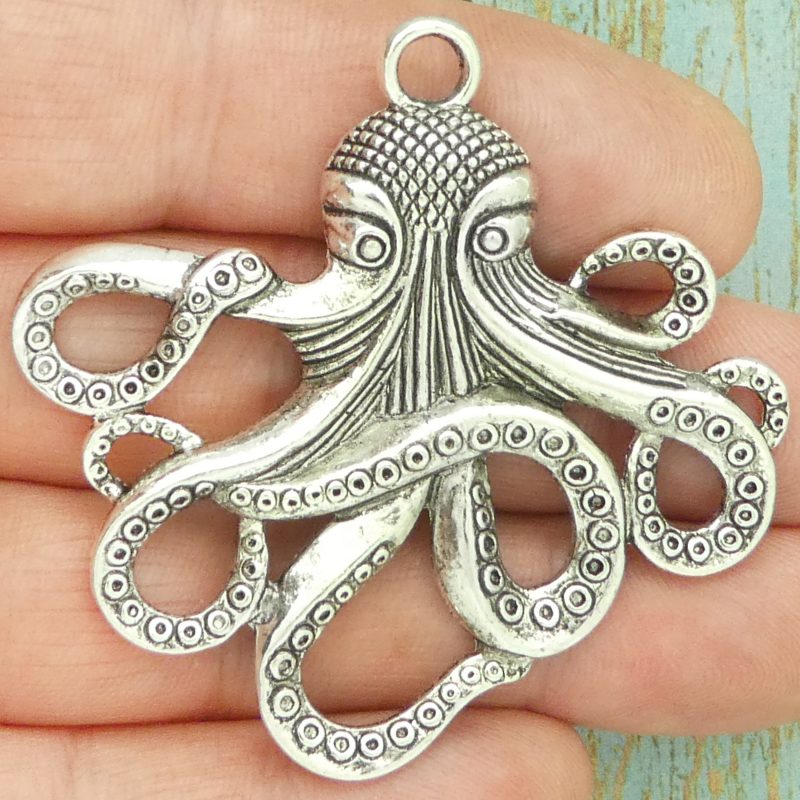 1 Octopus Pendant Silver by TIJC SP1755 - Image 2