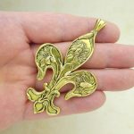 1 Gold Fleur De Lis Charm Pendant Large by TIJC SP1760
