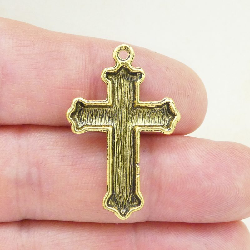BULK 20 Gold Heart Cross Charm by TIJC SP1763B - Image 3