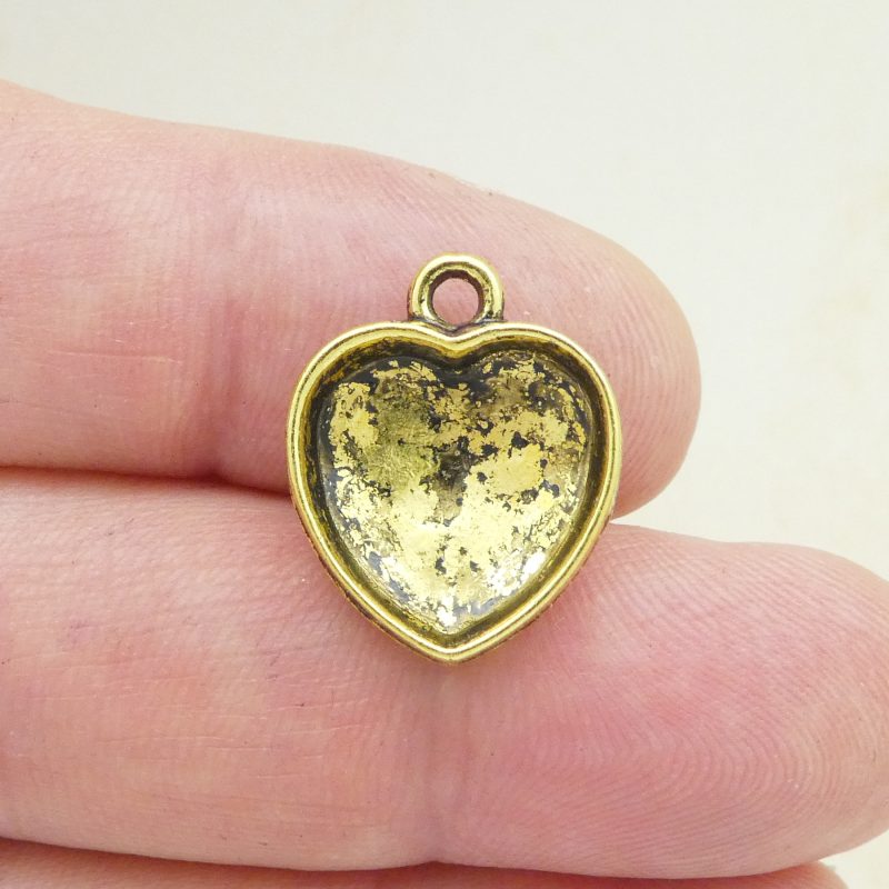 BULK 40 Gold Hammered Heart Charm Pendant Small by TIJC SP1764B - Image 3