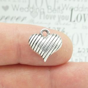 silver puffy heart charm