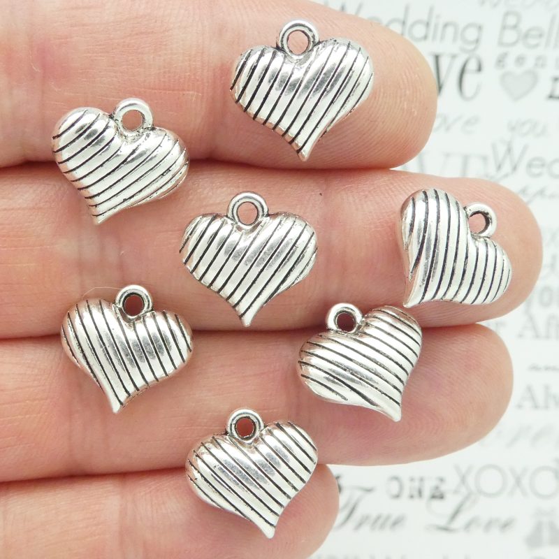 silver heart charms bulk