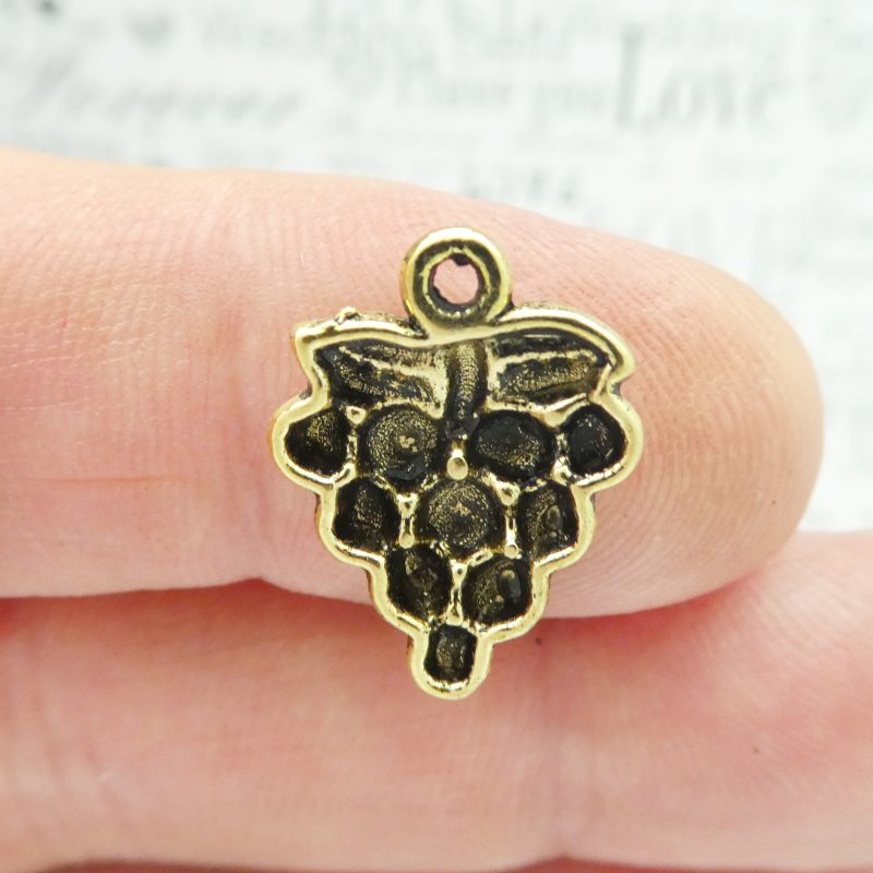 10 Grape Cluster Charm Gold by TIJC SP1781 - Image 2