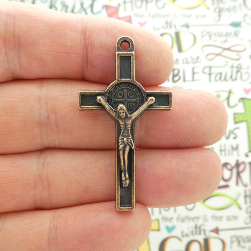 BULK 4 Copper St Benedict Crucifix Cross Charm by TIJC SP1784B - Image 5