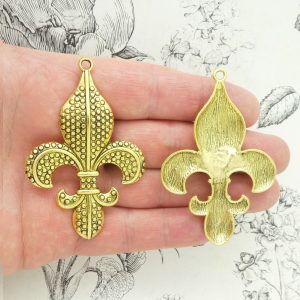 BULK 3 Gold Fleur De Lis Charm Pendant by TIJC SP1788B
