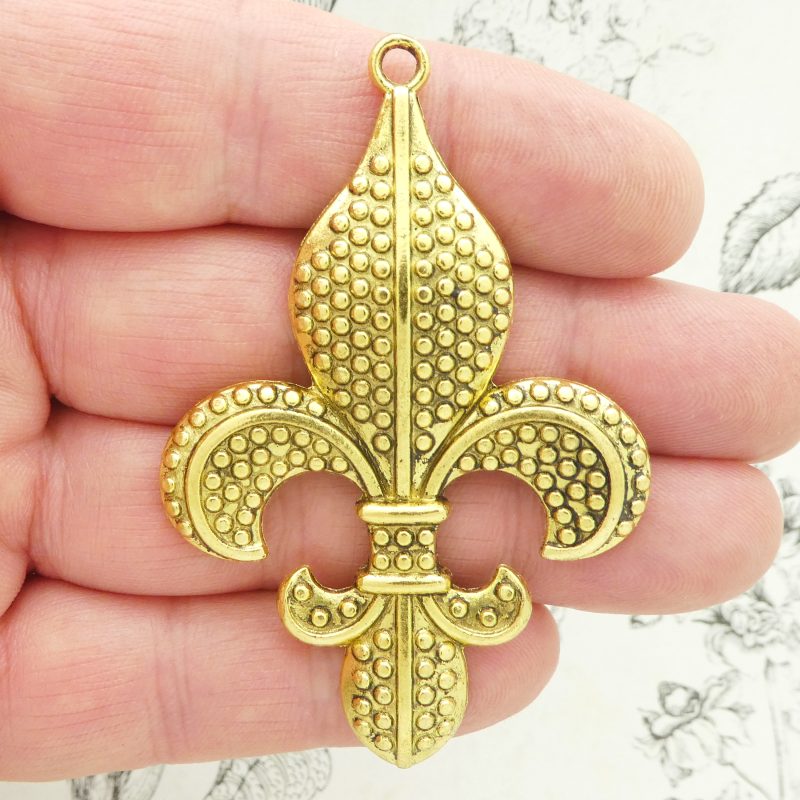 1 Gold Fleur De Lis Charm Pendant by TIJC SP1788 - Image 2