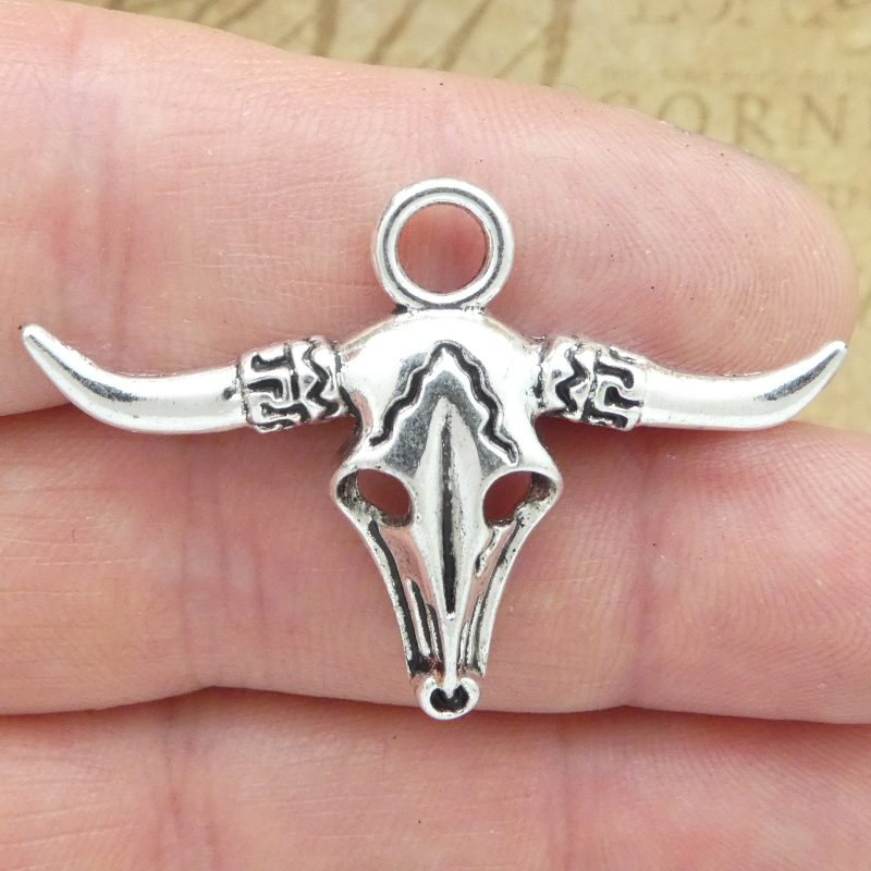 silver cow skull pendant
