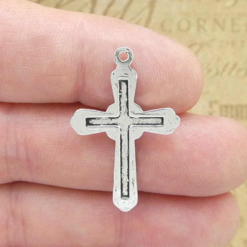 6 Silver Crucifix Cross Charm Pendant by TIJC SP1801 - Image 3