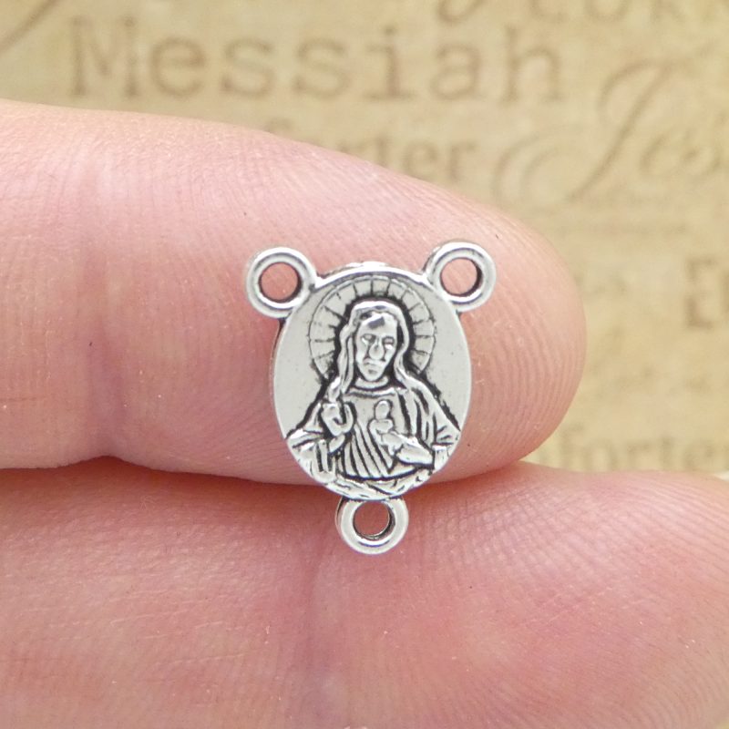 12 Sacred Heart of Jesus Silver Rosary Centerpieces by TIJC SP1803 - Image 4