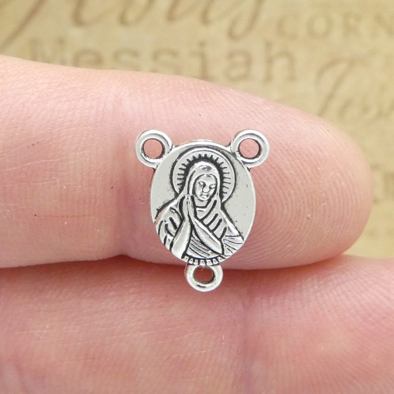 12 Sacred Heart of Jesus Silver Rosary Centerpieces by TIJC SP1803 - Image 3