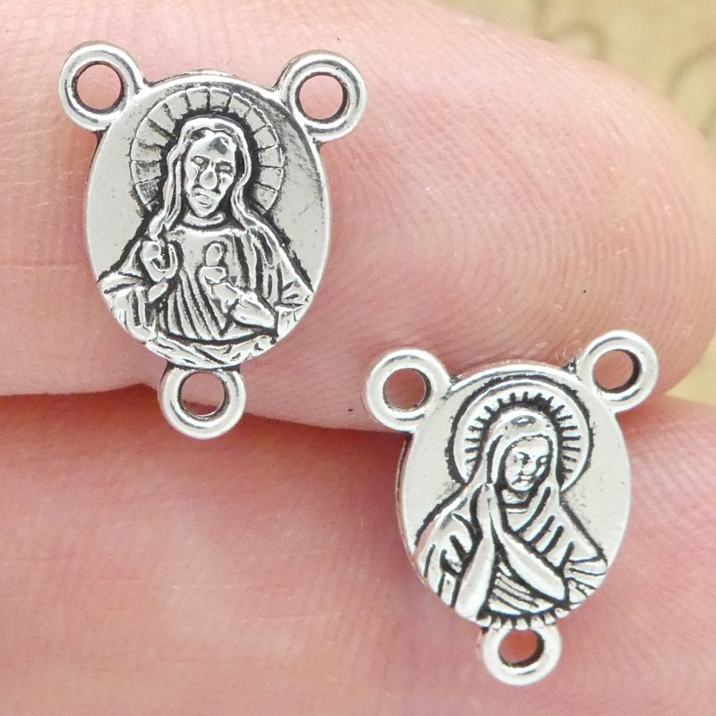 12 Sacred Heart of Jesus Silver Rosary Centerpieces by TIJC SP1803 - Image 2