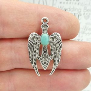 cross with angel wings charm