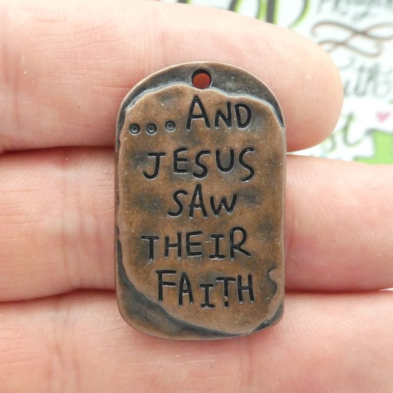2 Faith Charm with Cross Dog Tag Copper by TIJC SP1831 - Image 3
