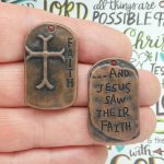 5 Faith Charms Bulk with Cross Dog Tag Copper by TIJC SP1831B